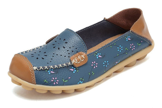 Women's LiFloral Comfort Walking Flats Loafer(5 M US,LiFl-Blue)