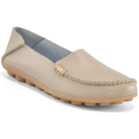 Womens Loafers Slip-Ons Shoes: Comfortable Round Toe Moccasins Driving Loafer Walking Flats Dress Shoes for Women Beige